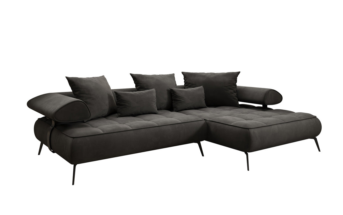 Designer Sofa Sydney L II Velour med elektrisk sovefunktion