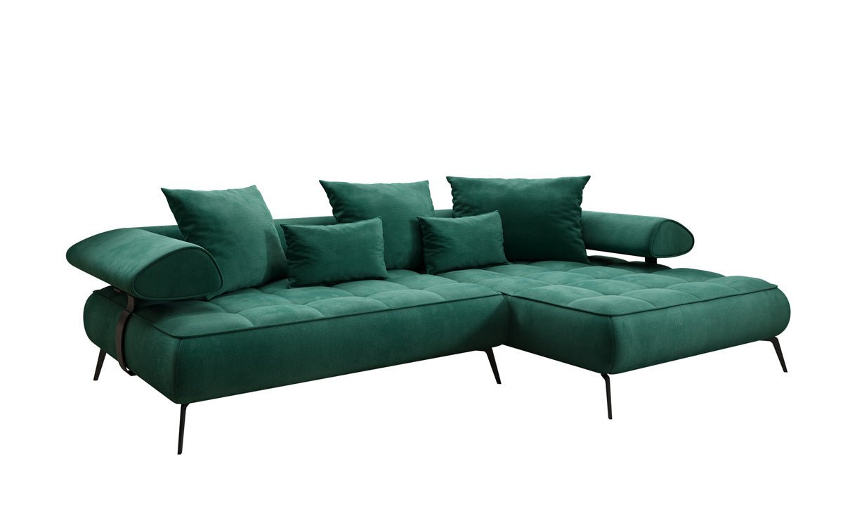 Designer Sofa Sydney L II Velour med elektrisk sovefunktion
