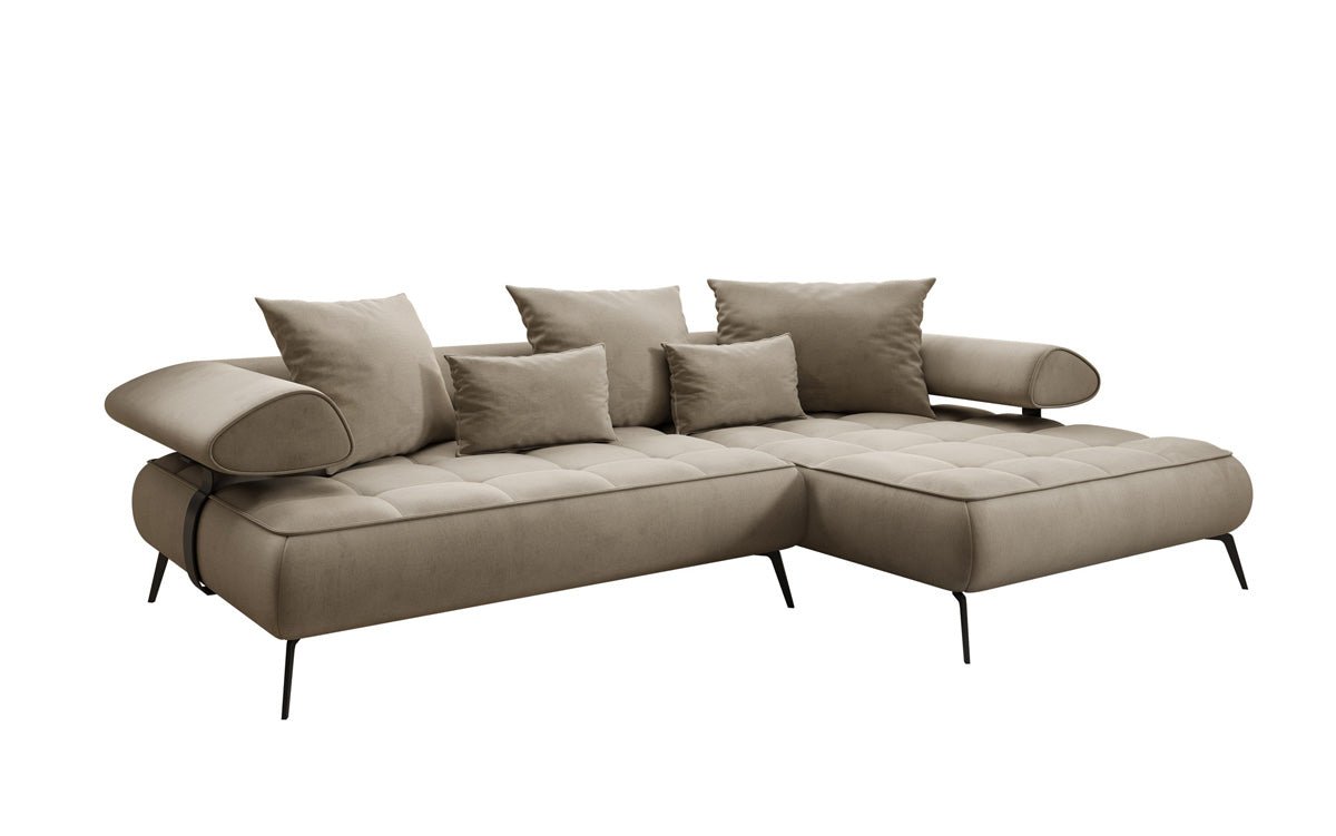 Designer Sofa Sydney L II Velour med elektrisk sovefunktion
