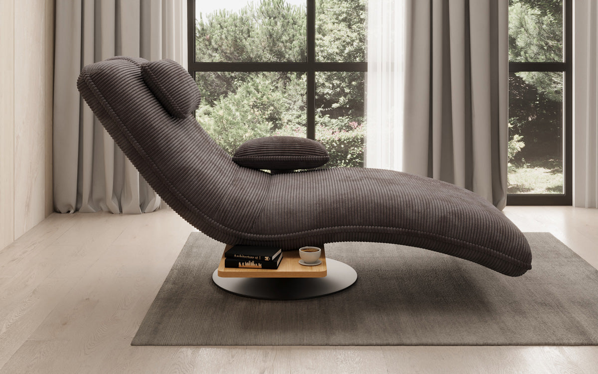 Designer afslapningsstol velour Cordfløjl med drejefunktion og sidebord
