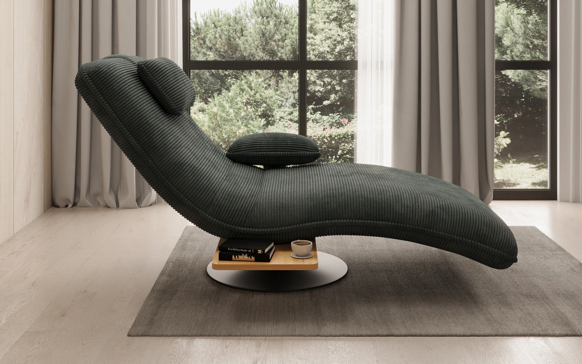 Designer afslapningsstol velour Cordfløjl med drejefunktion og sidebord