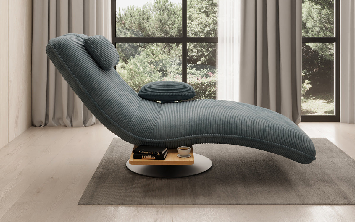 Designer afslapningsstol velour Cordfløjl med drejefunktion og sidebord