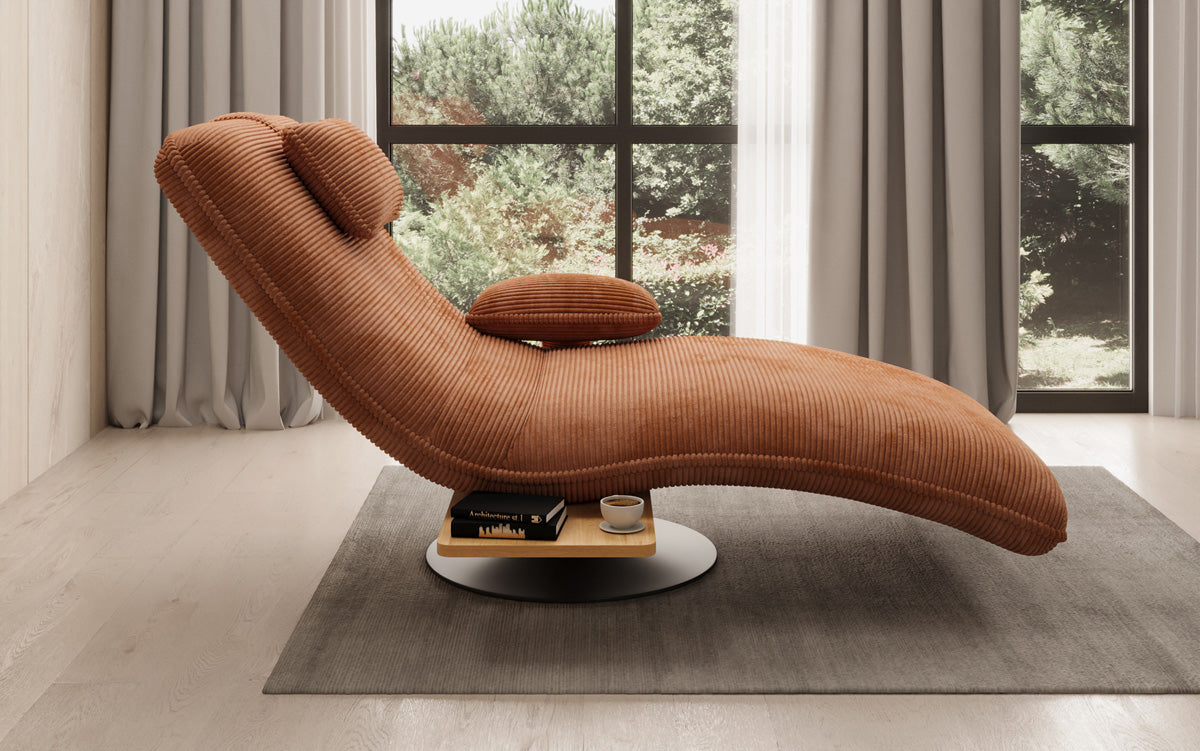Designer afslapningsstol velour Cordfløjl med drejefunktion og sidebord