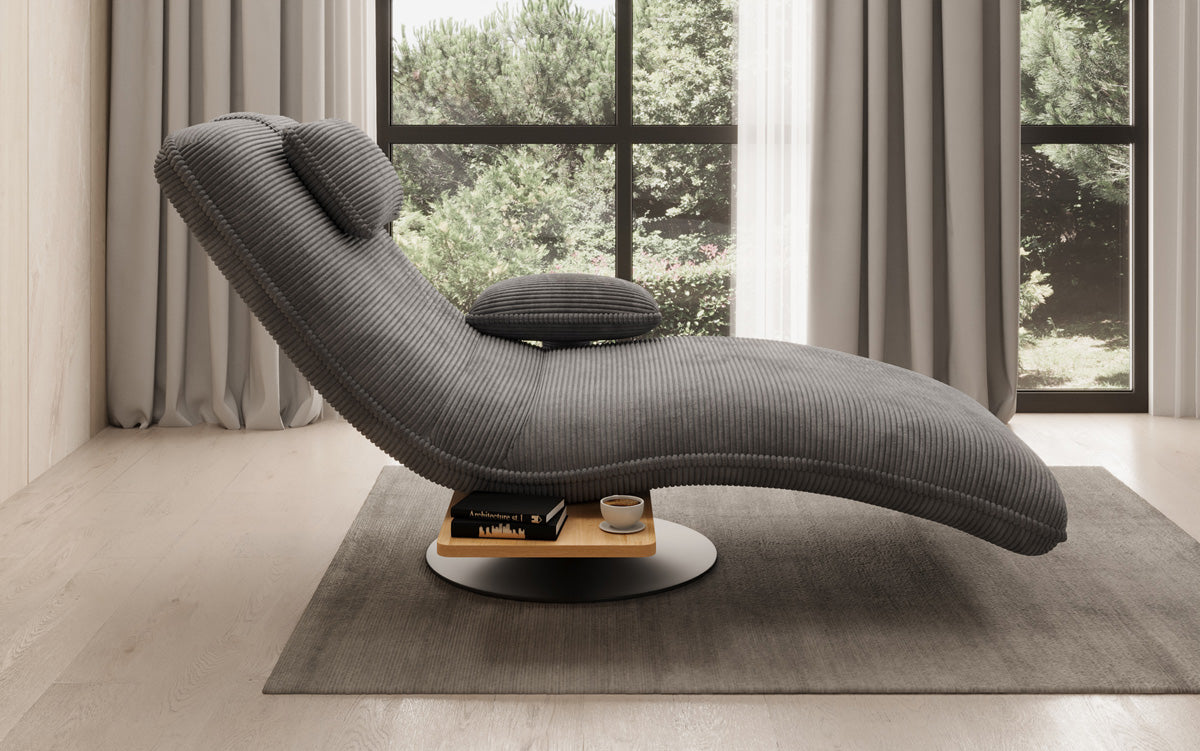 Designer afslapningsstol velour Cordfløjl med drejefunktion og sidebord
