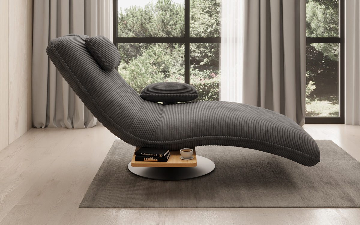 Designer afslapningsstol velour Cordfløjl med drejefunktion og sidebord