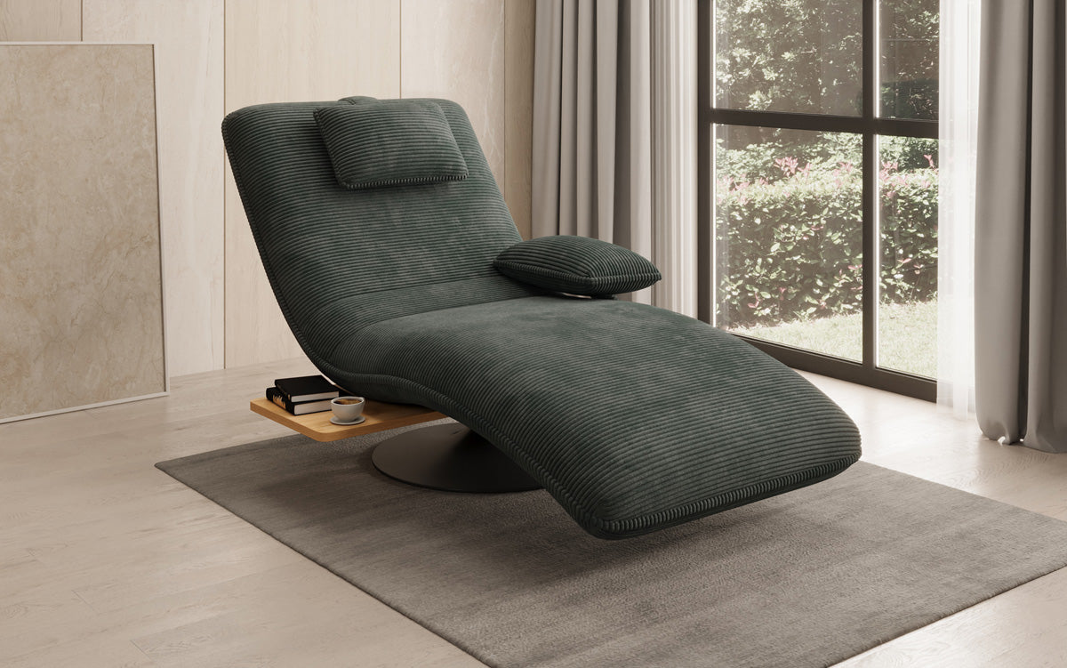 Designer afslapningsstol velour Cordfløjl med drejefunktion og sidebord