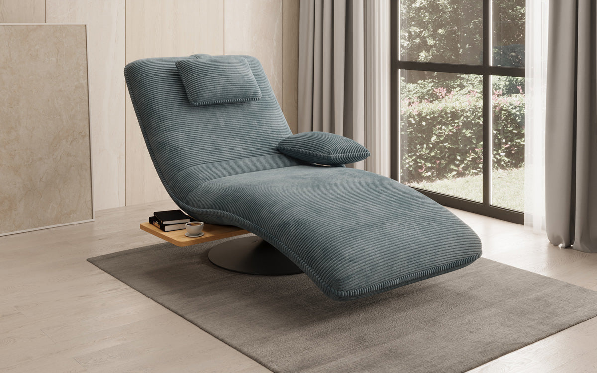 Designer afslapningsstol velour Cordfløjl med drejefunktion og sidebord