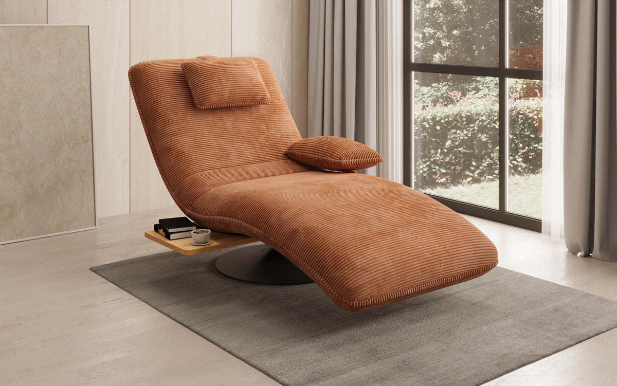 Designer afslapningsstol velour Cordfløjl med drejefunktion og sidebord
