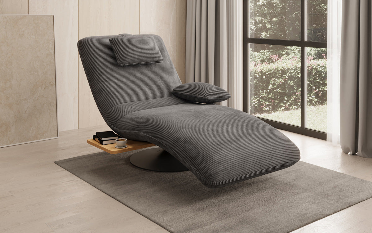 Designer afslapningsstol velour Cordfløjl med drejefunktion og sidebord