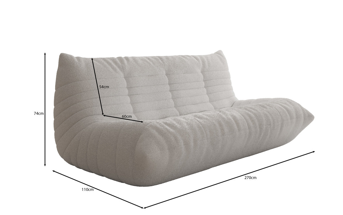 Designer 3-personers sofa Calmo i Teddy Bouclé