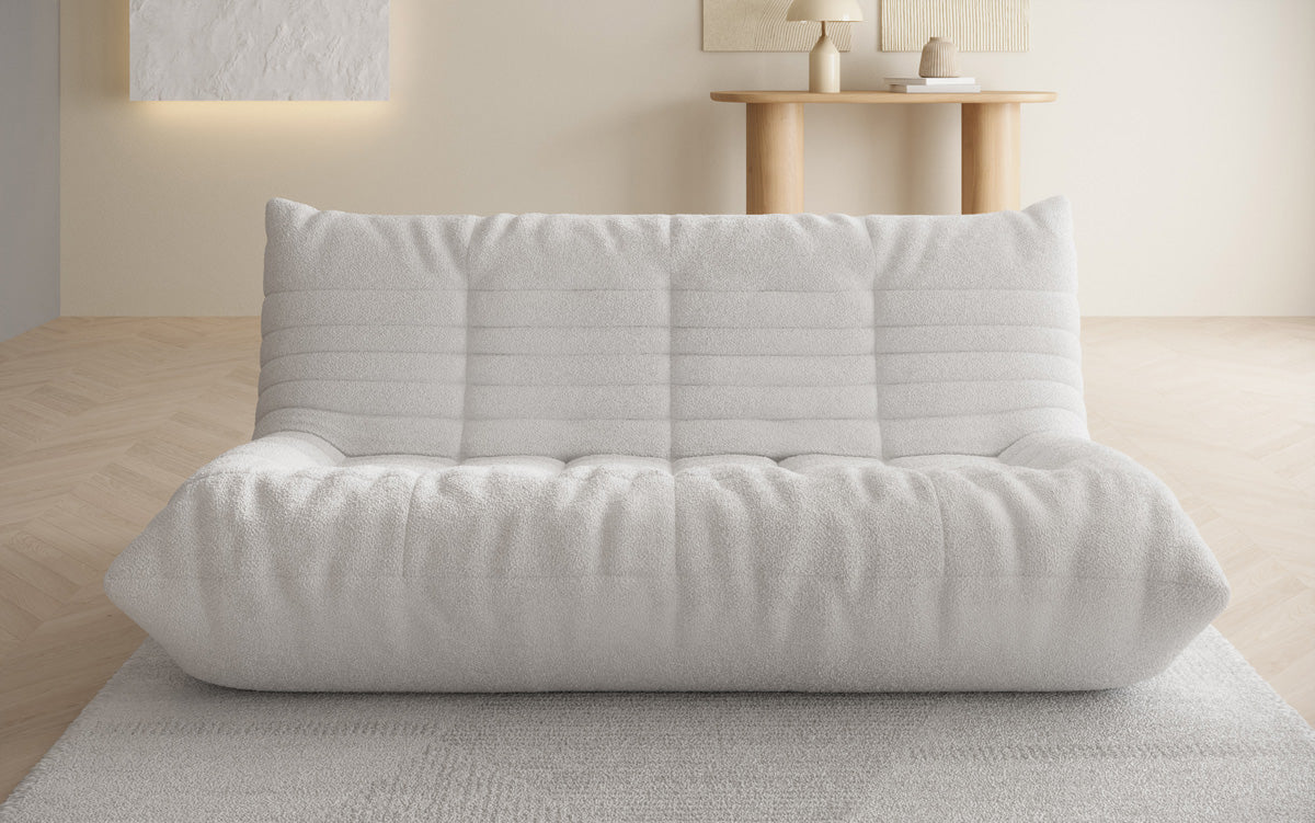 Designer 3-personers sofa Calmo i Teddy Bouclé
