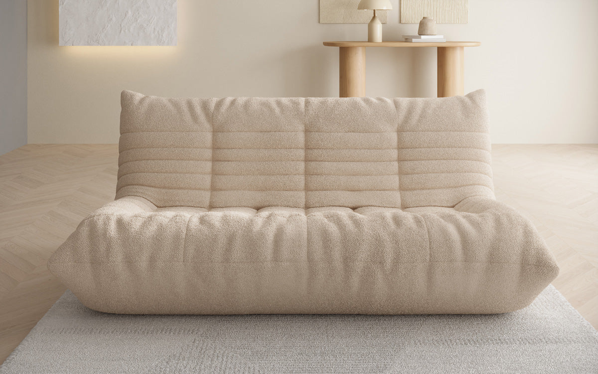 Designer 3-personers sofa Calmo i Teddy Bouclé