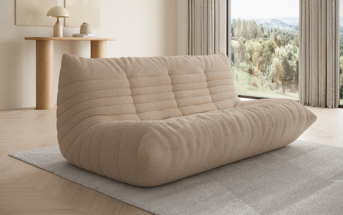 Designer 3-personers sofa Calmo i Teddy Bouclé