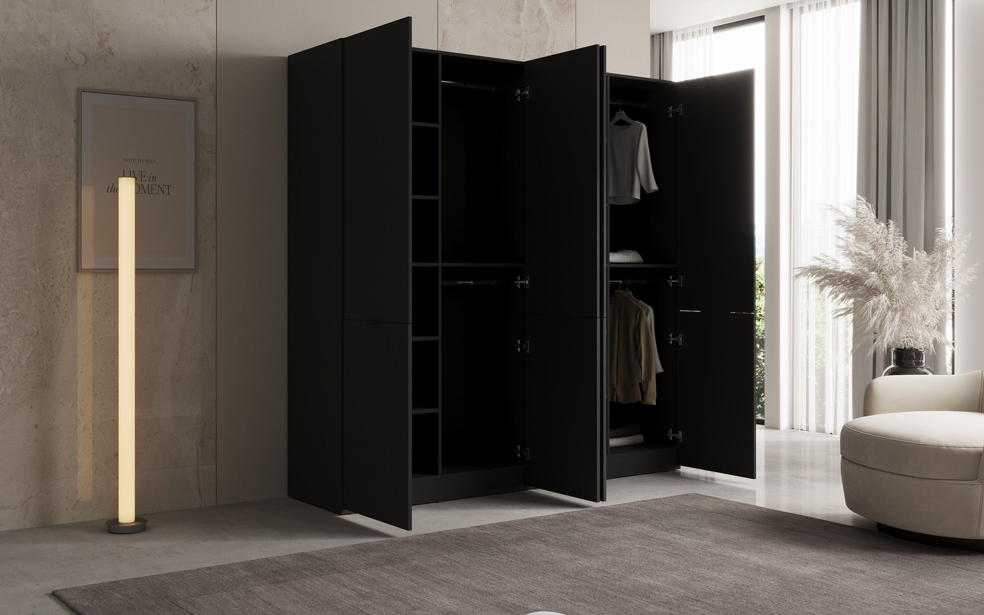 Modulo Elen – To-moduls garderobeskab med struktureret front