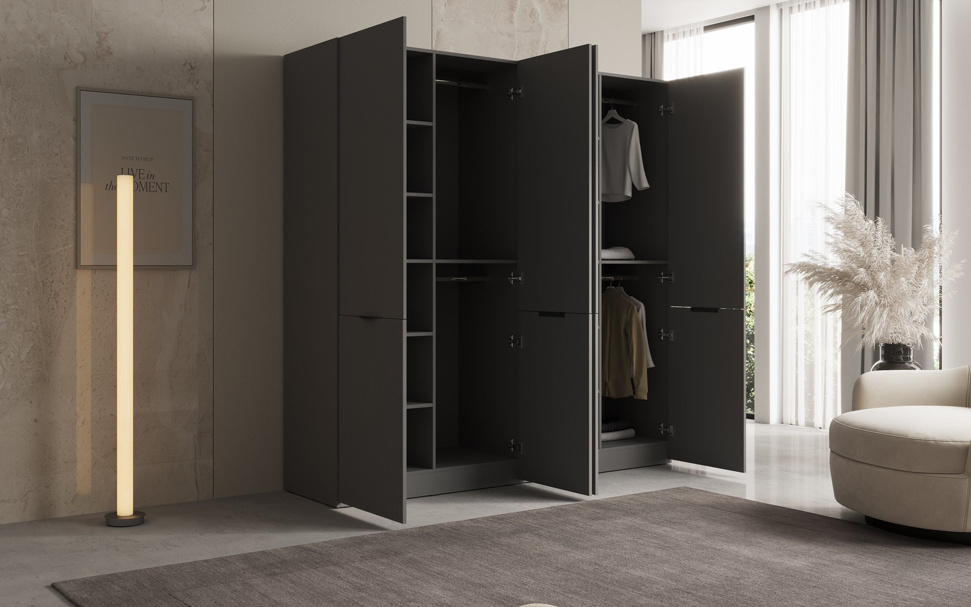 Modulo Elen – To-moduls garderobeskab med struktureret front