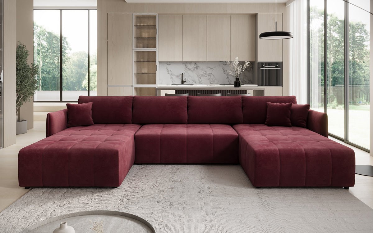 Designer Sofa Velaro U mit Schlaf- und Klappfunktion in Samt