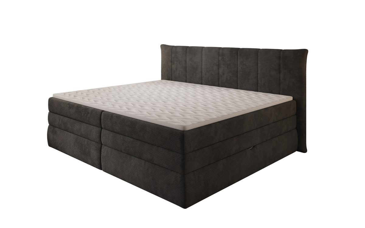 Familien Kontinentalseng Stella i 220/240x200 med opbevaring i Cordfløjl