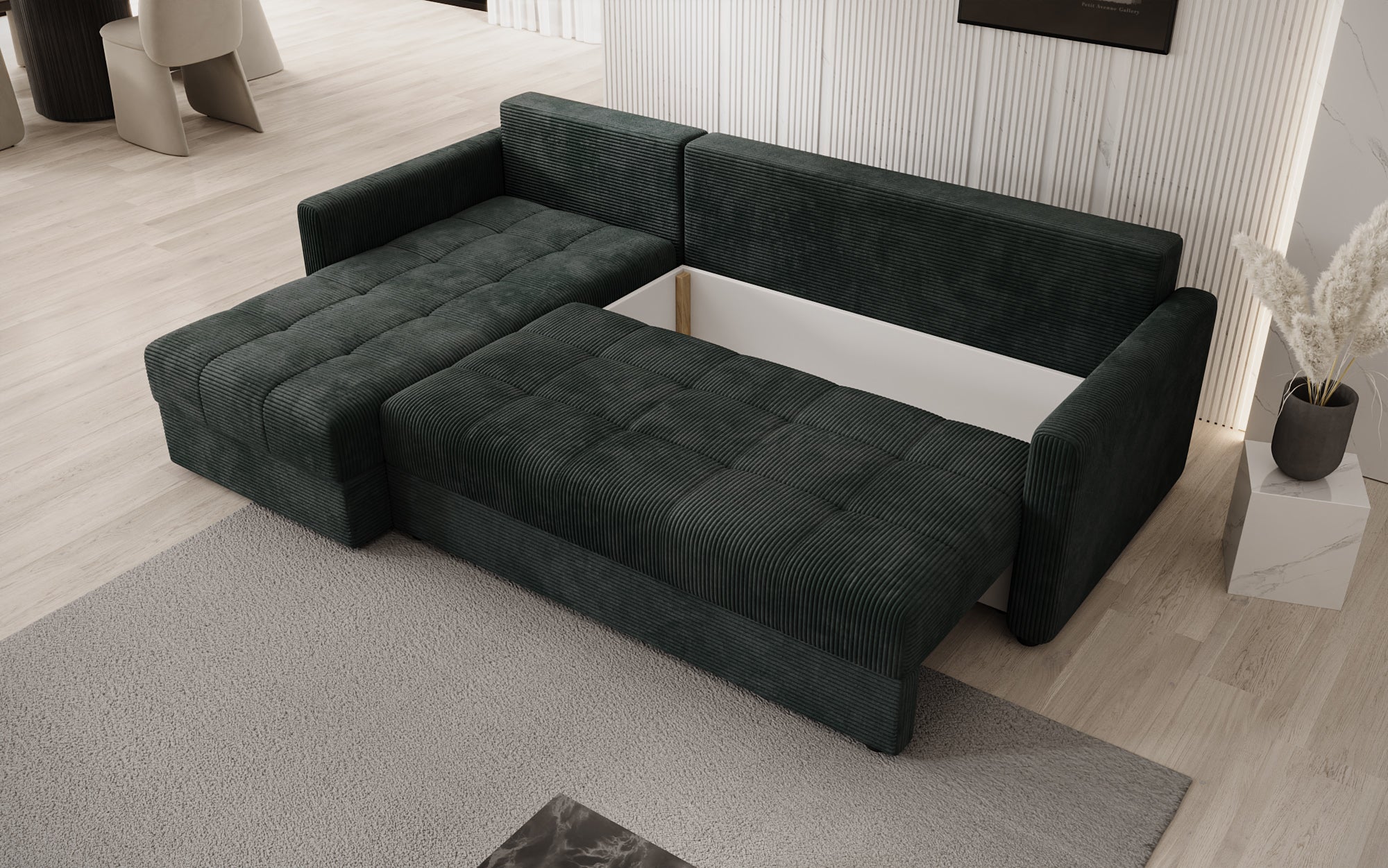 Designersofa Roma i Cordfløjl med sove- og klapfunktion