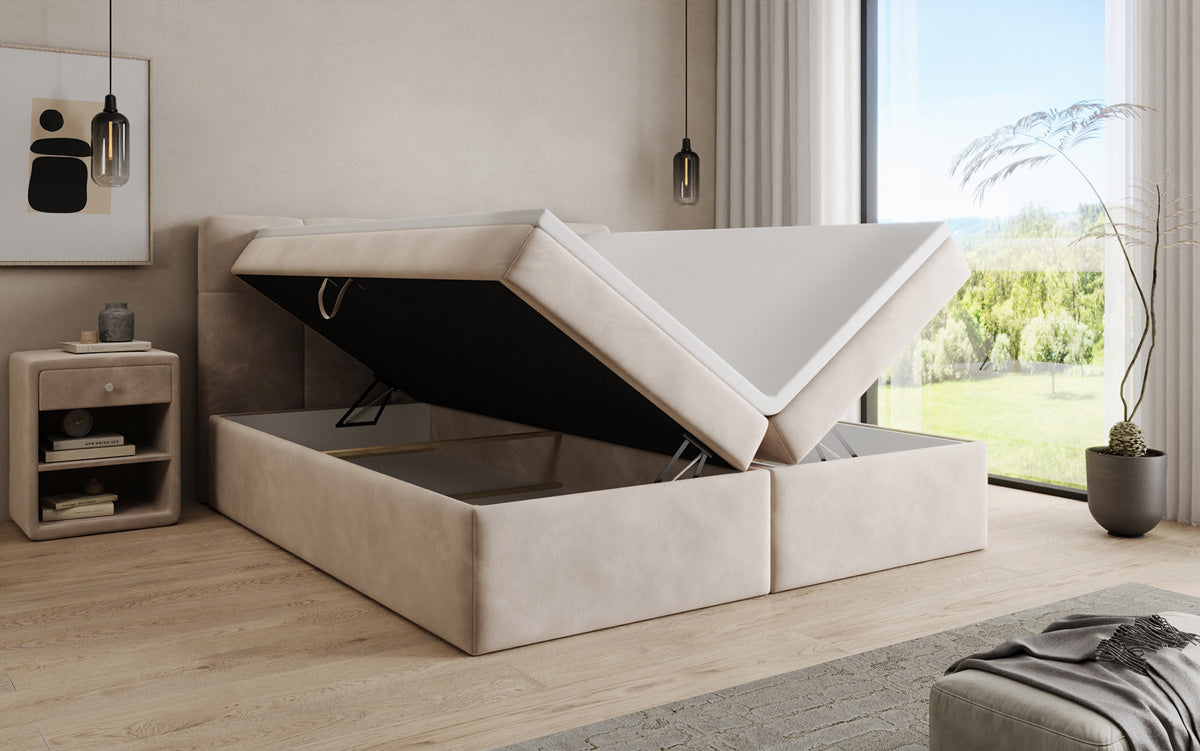 Boxspringbett Cozy II Samt mit Stauraum
