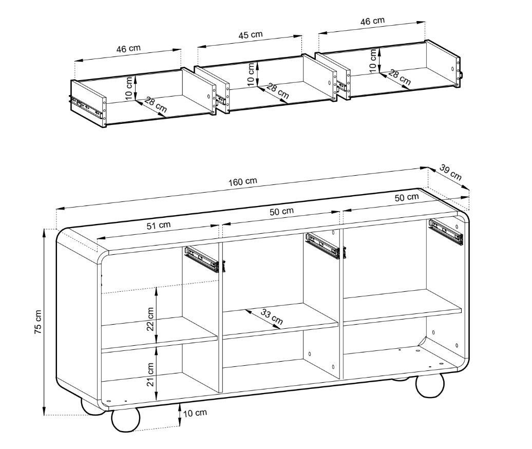 Designer kommode Layla 160 cm