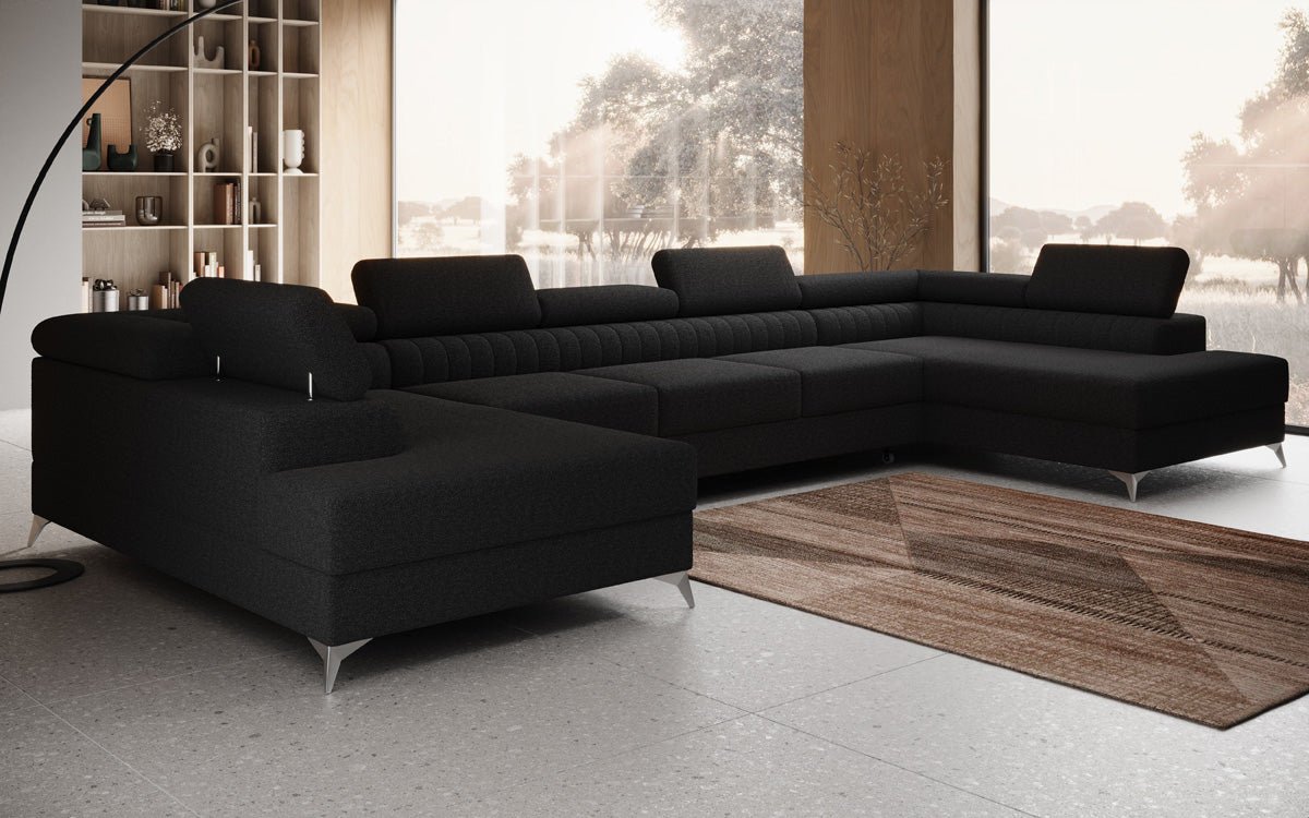 Designer Sofa Aurea U XXL med sove- og klapfunktion i Bouclé