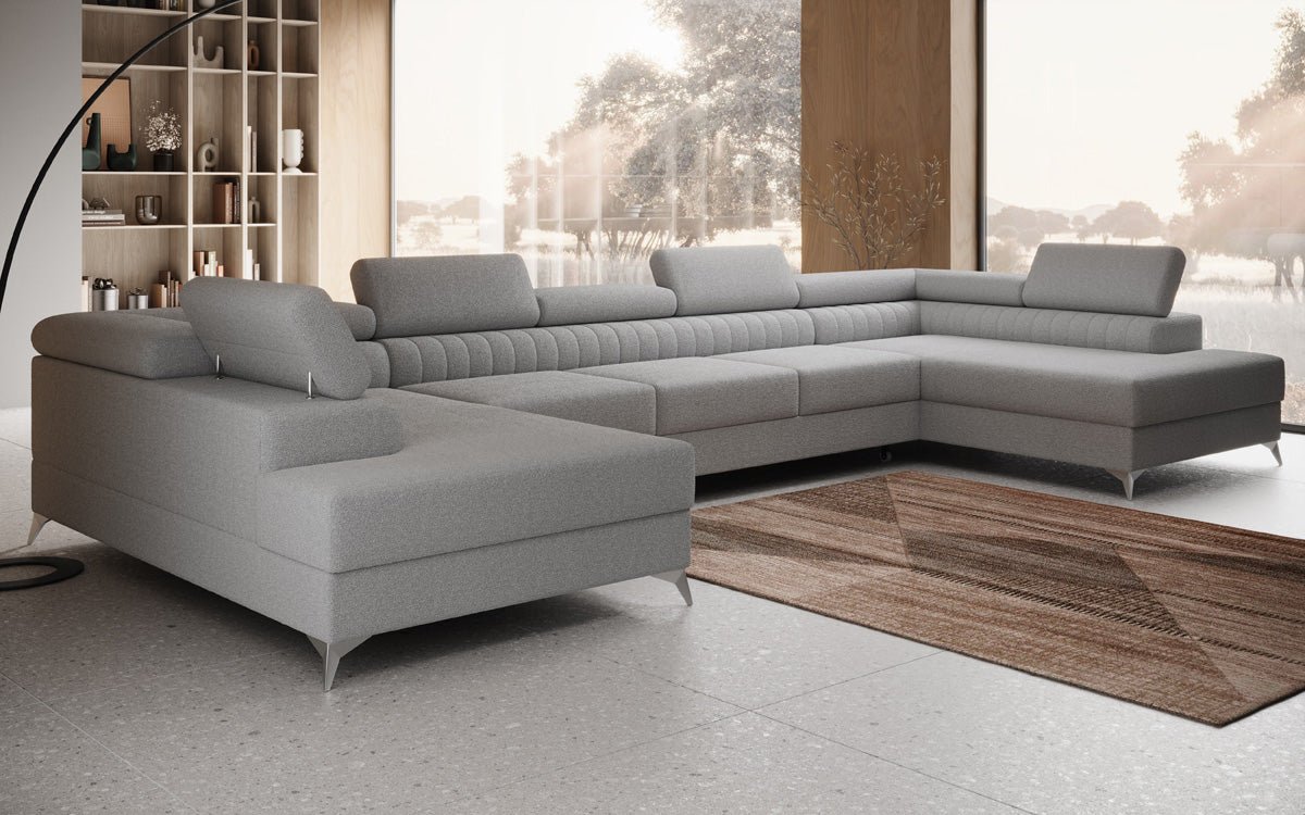 Designer Sofa Aurea U XXL med sove- og klapfunktion i Bouclé