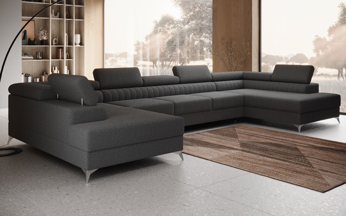 Designer Sofa Aurea U XXL med sove- og klapfunktion i Bouclé