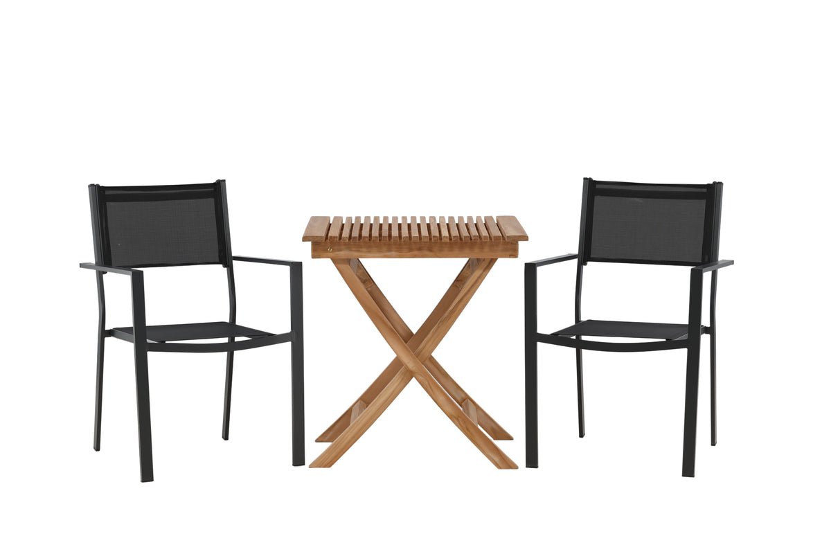 Garten Cafegruppe Xavina – 3 teiliges Set aus Teakholz und Textilene