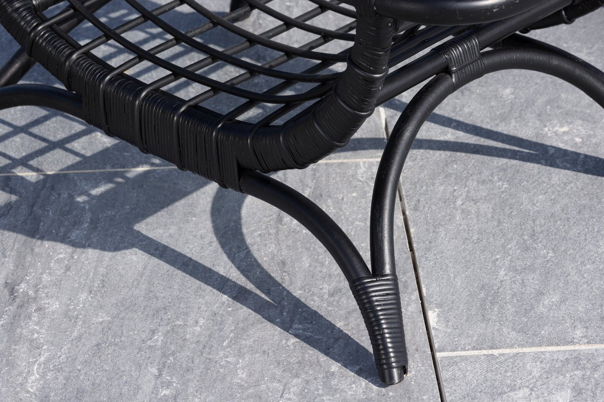 Garten Couchtisch Sarina - Aus Rattan und Glas in Schwarz