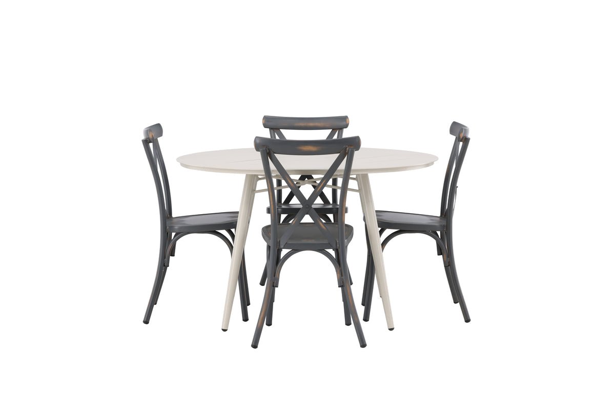 Garten Essgruppe Jonny – 5-teiliges Gartenmöbel-Set mit rundem Tisch aus Aluminium