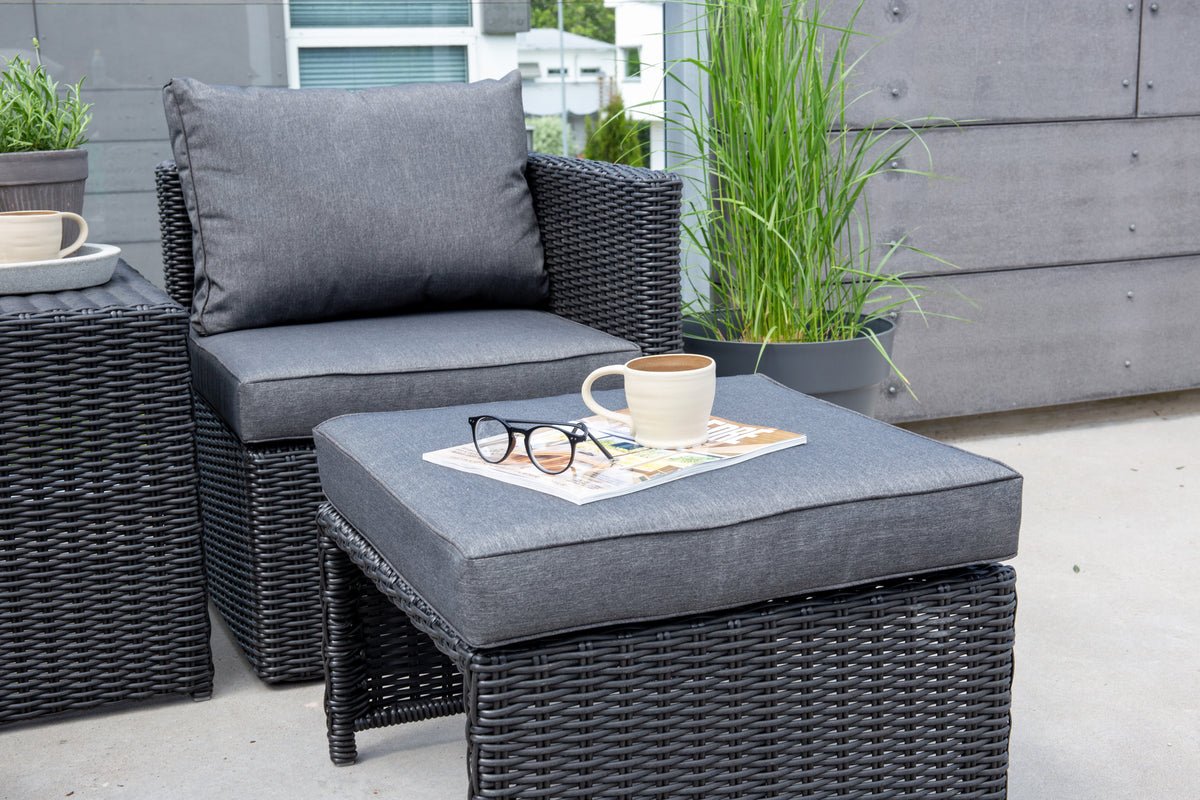 Garten Loungeset Dakar - aus schwarzem Kunstfaser-Rattan