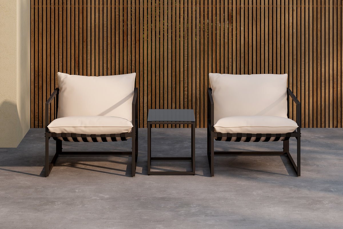 Havemøbelsæt Naomi – med glasbord og vejrbestandige puder