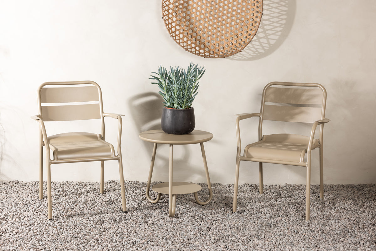 Garten Loungeset Rivana – 3-teiliges Set mit 2 Stühlen & Tisch in Beige