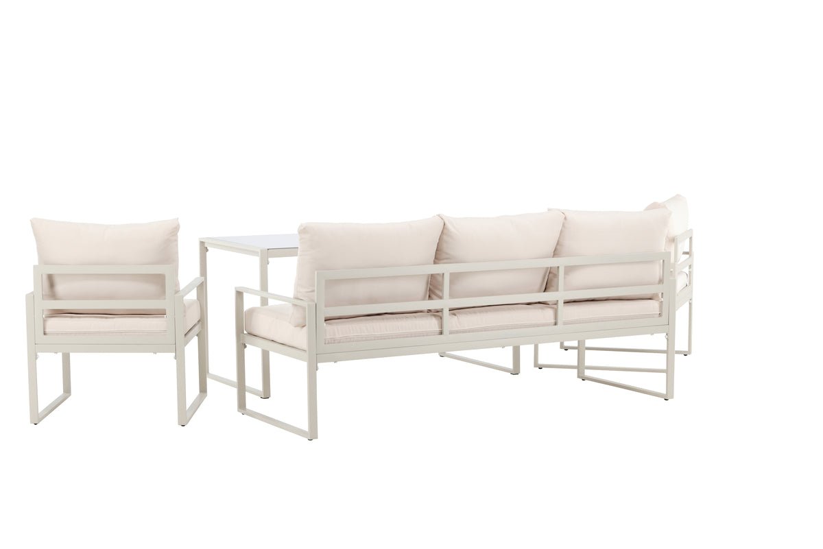 Garten Loungeset Sovana – 3-teilig in Schwarz/Weiß & Beige