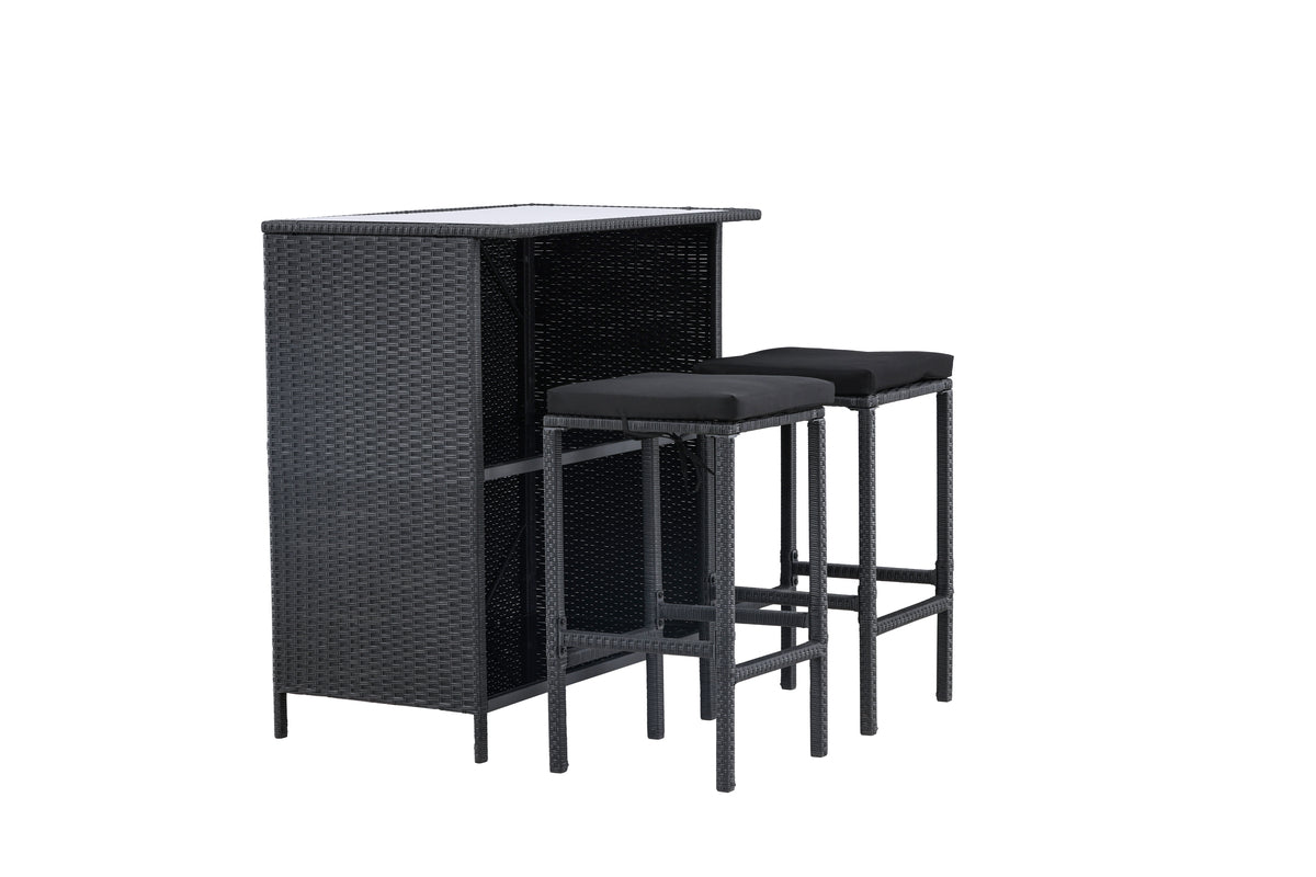Garten Loungeset Talio – 3-teiliges Set aus synth. Rattan in Schwarz