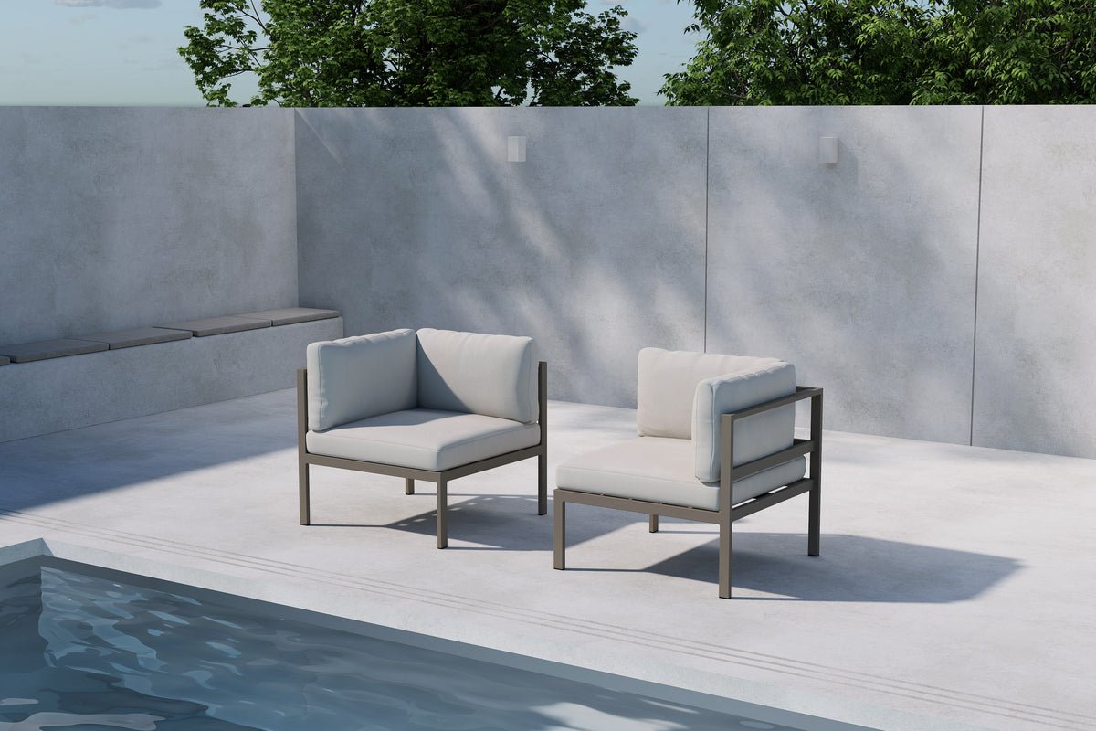 Gartenbank Eckmodul Nero - Aus Aluminium in Schwarz, Braun und Beige