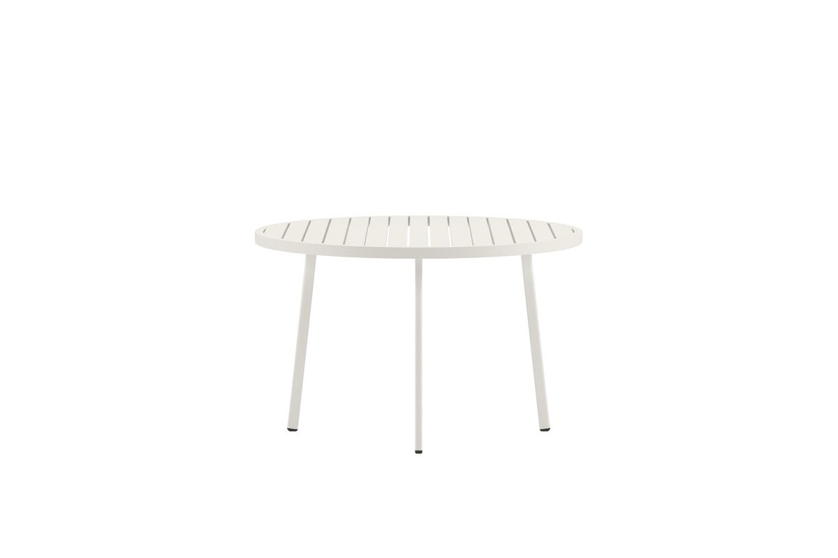 Gartentisch Avessa - Runder Gartentisch aus beigem Aluminium