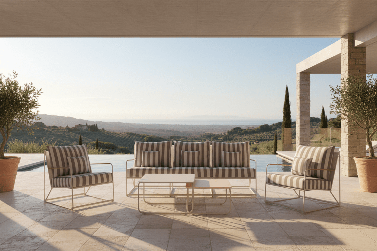 Havemøbelsæt Karo – 5-dele sæt med beige-stribede puder