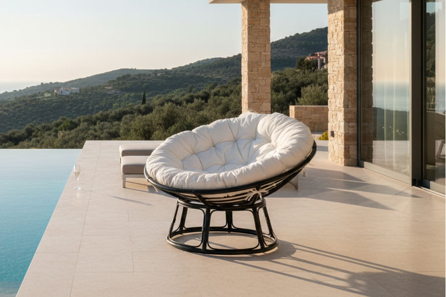 Havestol Bob - i sort rattan inklusive pude