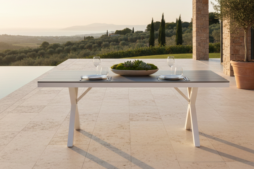 Havbord Lumari - rektangulært hvid-gråt spisebord