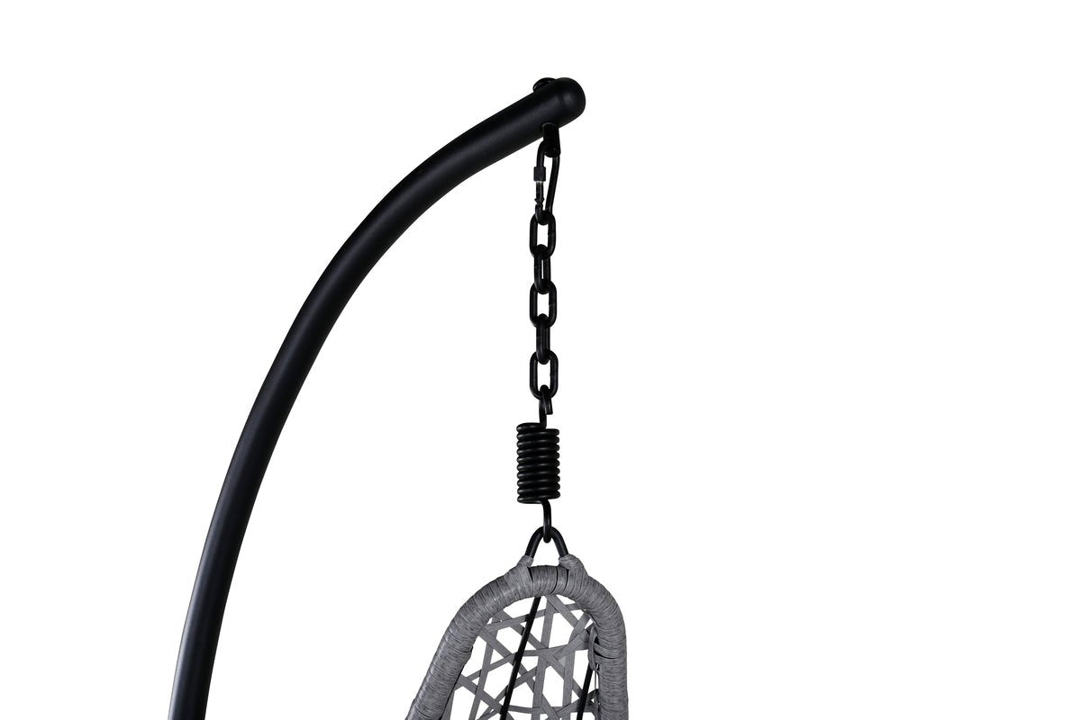 Hängesessel Brittany - aus Rattan/Metall in Schwarz, Grau