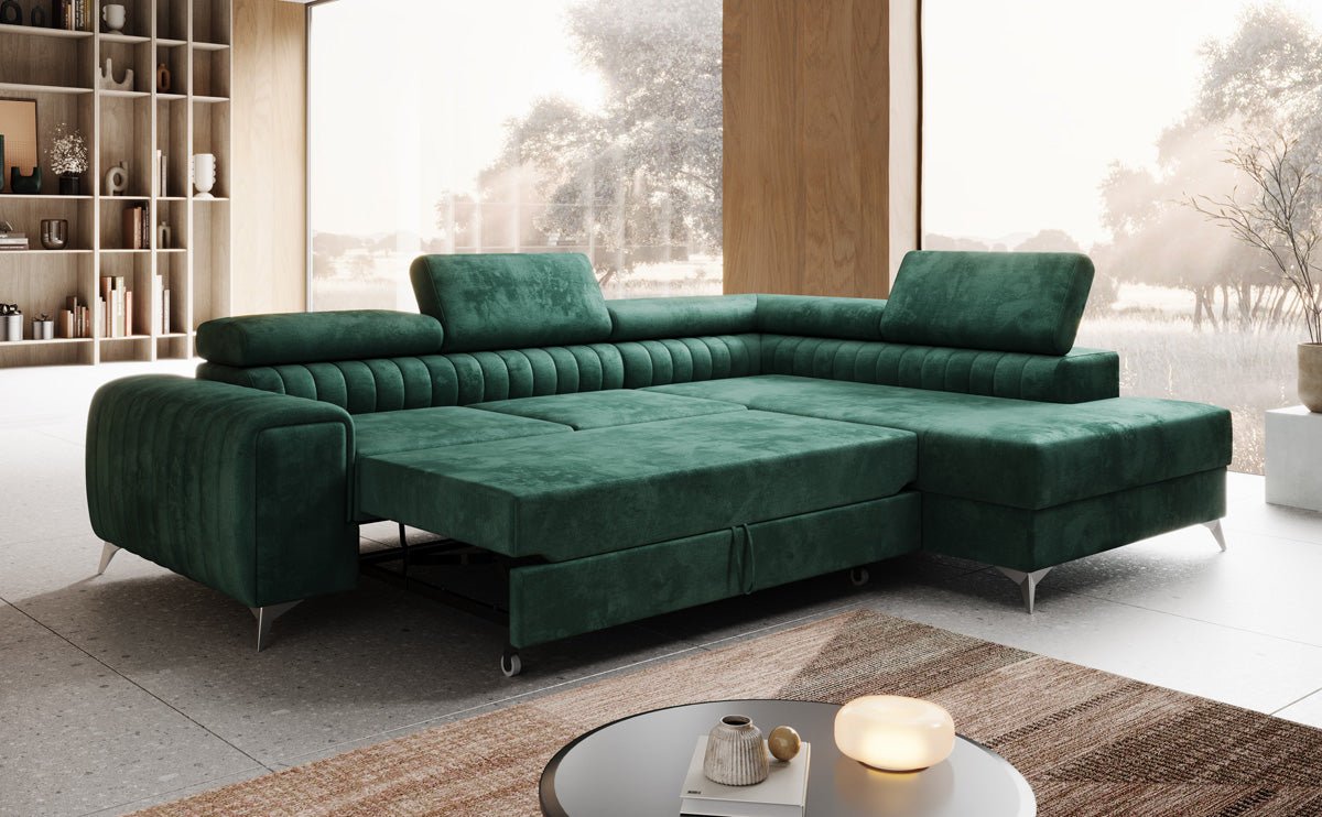 Designer Sofa Aurea L med sove- og klapfunktion i Velour