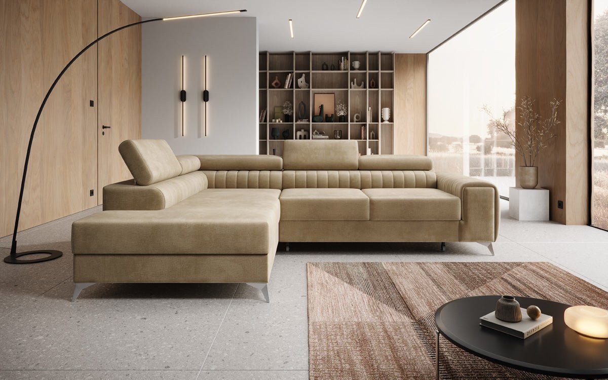 Designer Sofa Aurea L med sove- og klapfunktion i Velour