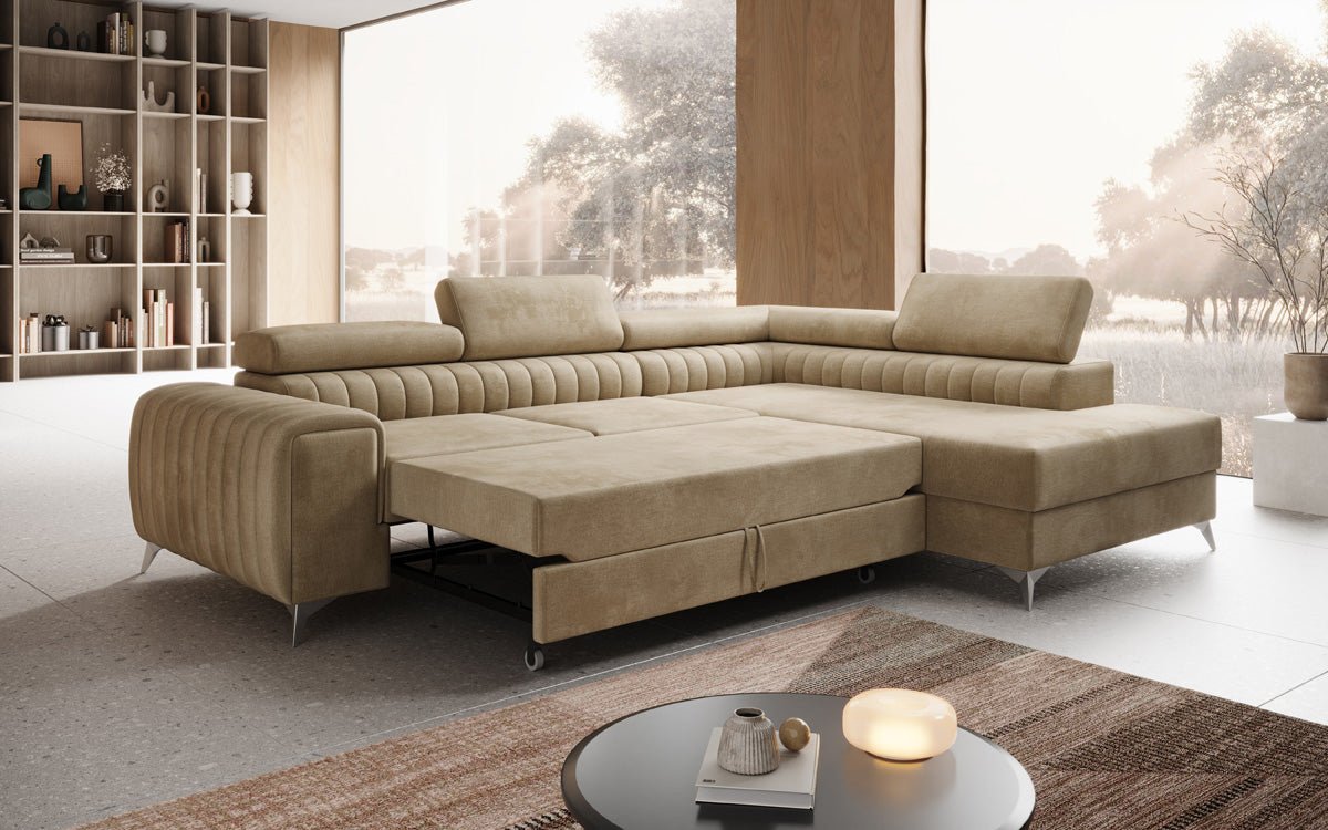 Designer Sofa Aurea L med sove- og klapfunktion i Velour