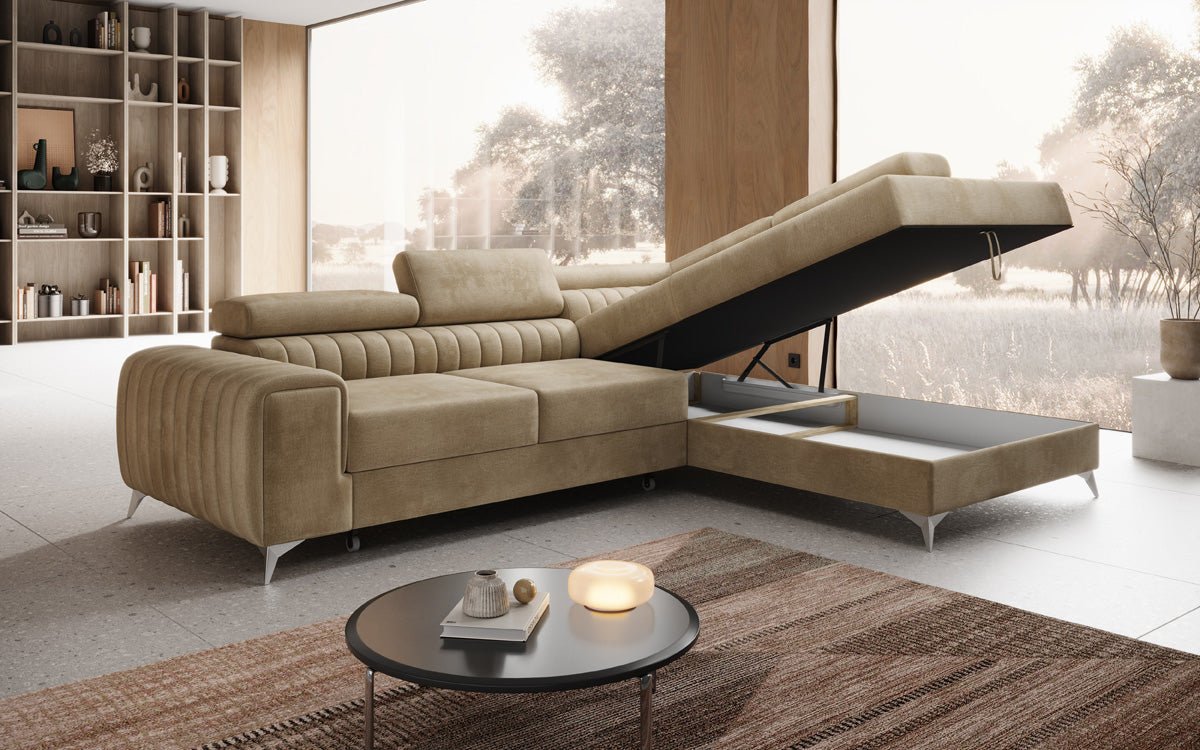 Designer Sofa Aurea L med sove- og klapfunktion i Velour