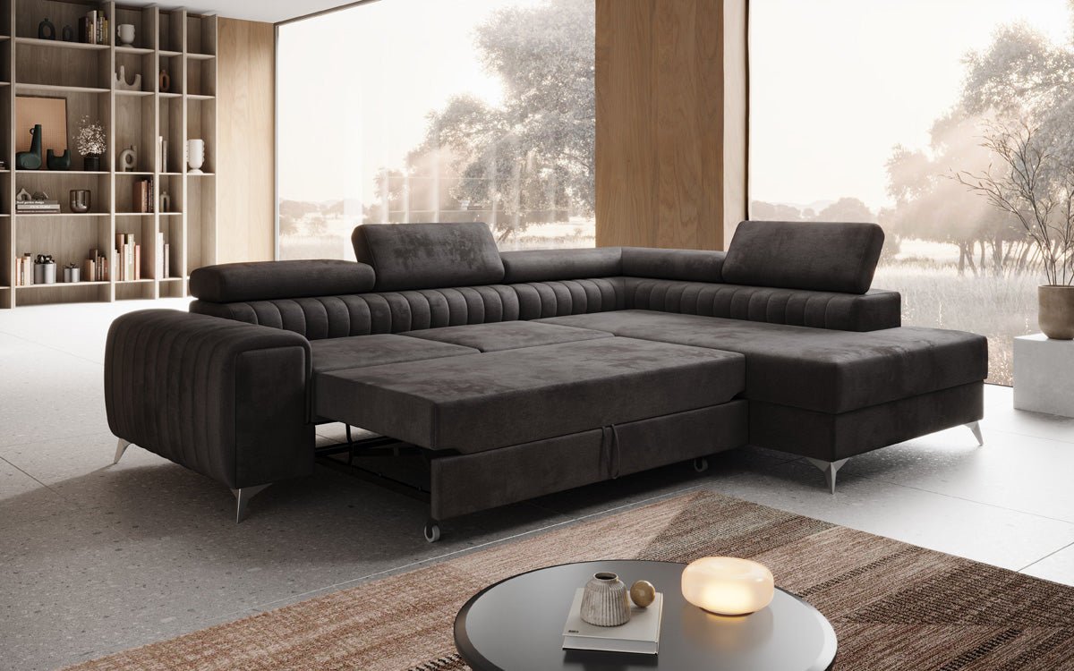 Designer Sofa Aurea L med sove- og klapfunktion i Velour