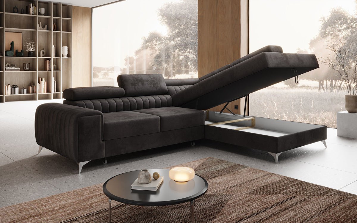 Designer Sofa Aurea L med sove- og klapfunktion i Velour