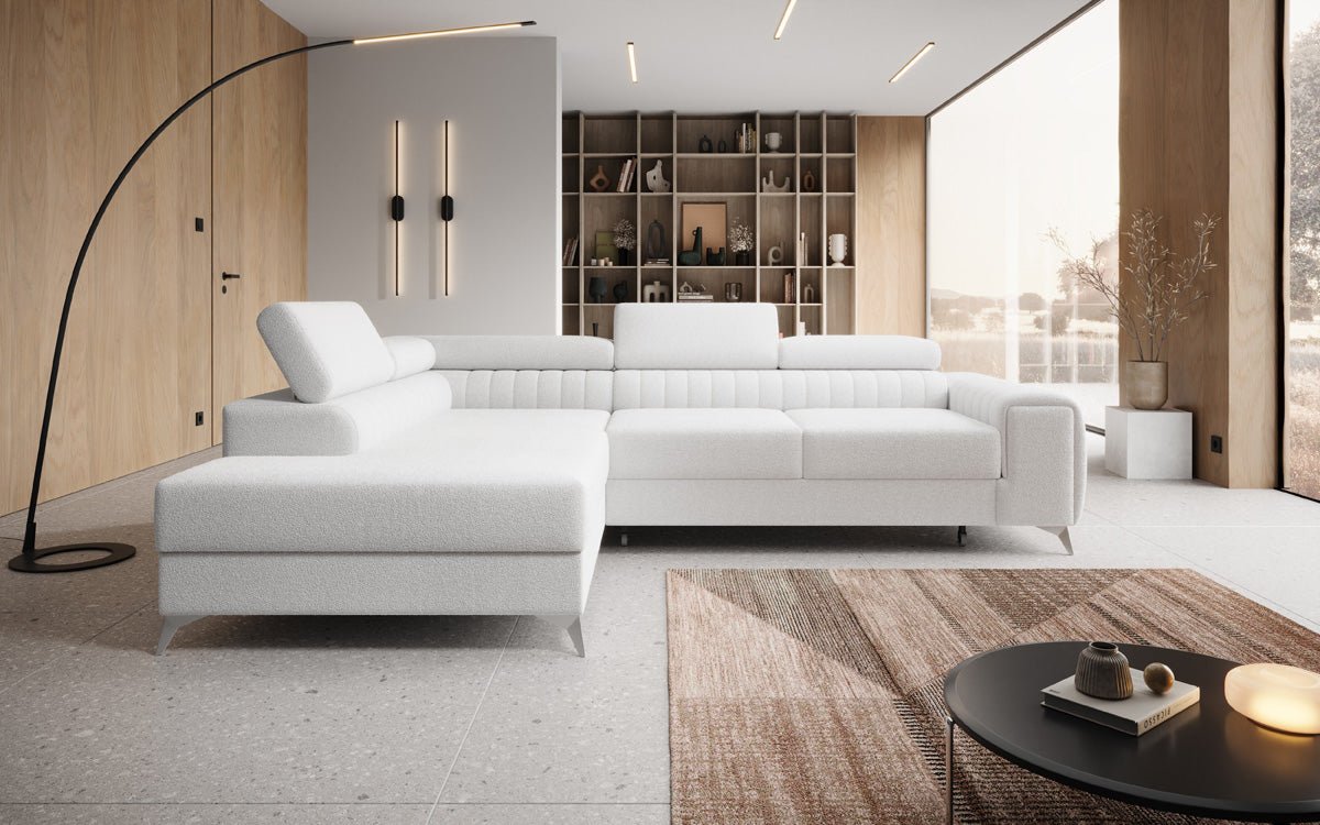 Designer Sofa Aurea L med sove- og klapfunktion i Bouclé