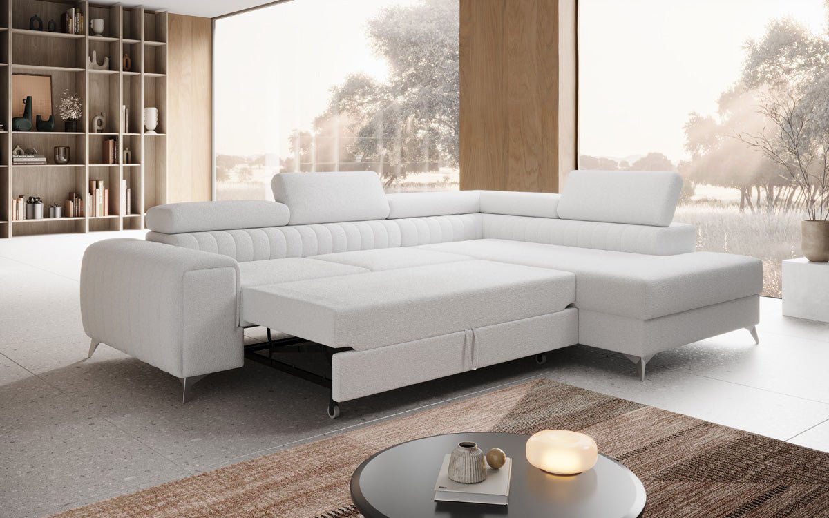 Designer Sofa Aurea L med sove- og klapfunktion i Bouclé