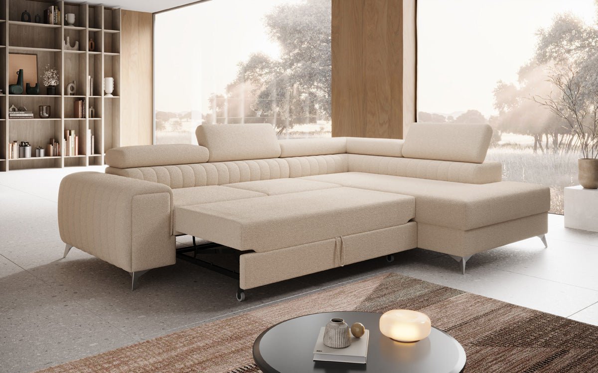 Designer Sofa Aurea L med sove- og klapfunktion i Bouclé